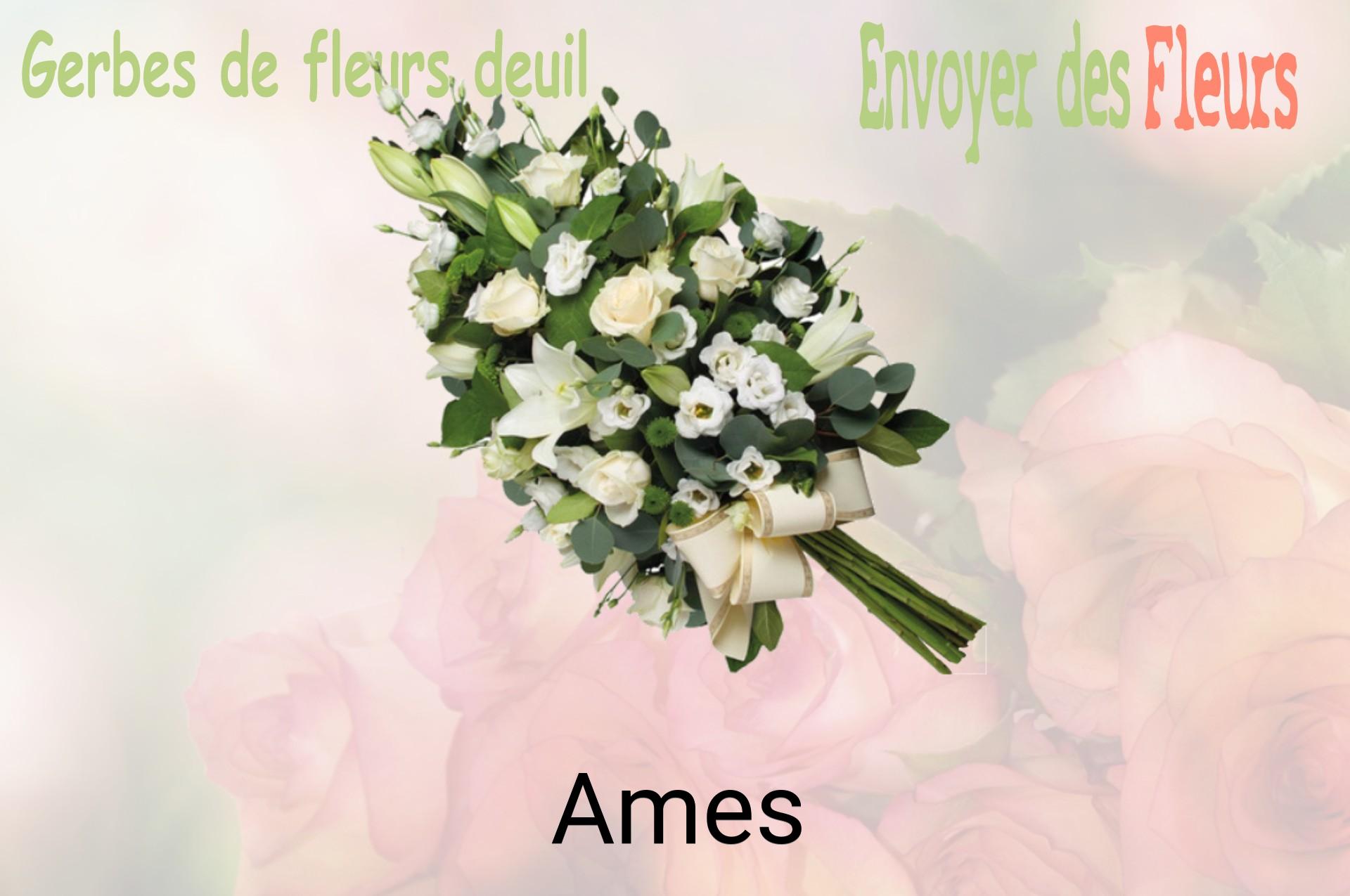 Gerbe de fleurs de deuil livrée à Ames